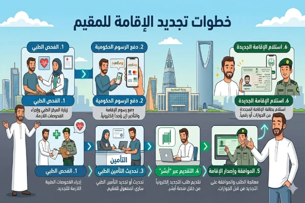 خطوات تجديد الإقامة للمقيم
