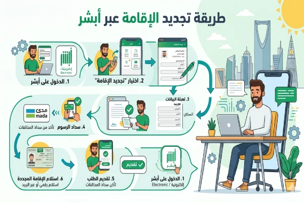 طريقة تجديد الإقامة من أبشر