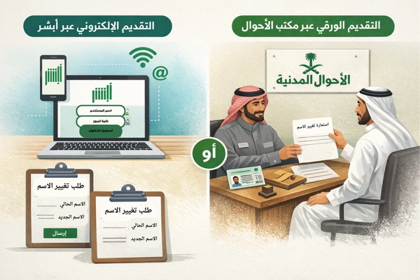 طرق تقديم طلب تغيير الاسم في الأحوال المدنية.