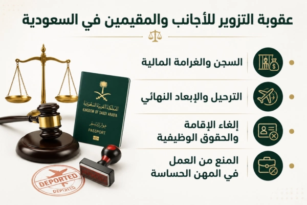 عقوبة تزوير التوقيع للأجنبي والمقيم في السعودية.