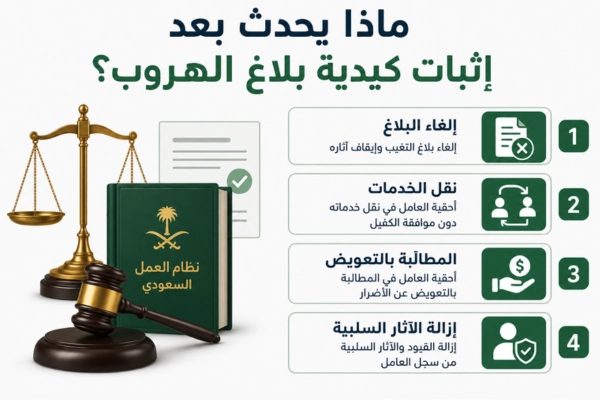 الخطوات المتبعة بعد إثبات كيدية بلاغ الهروب في السعودية.